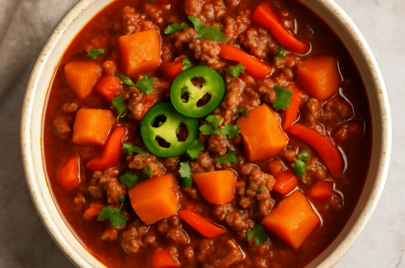 🥣 Paleo Chili with Ground Beef & Sweet Potatoes