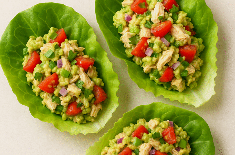 🥑 Easy Guacamole Chicken Salad Lettuce Wraps