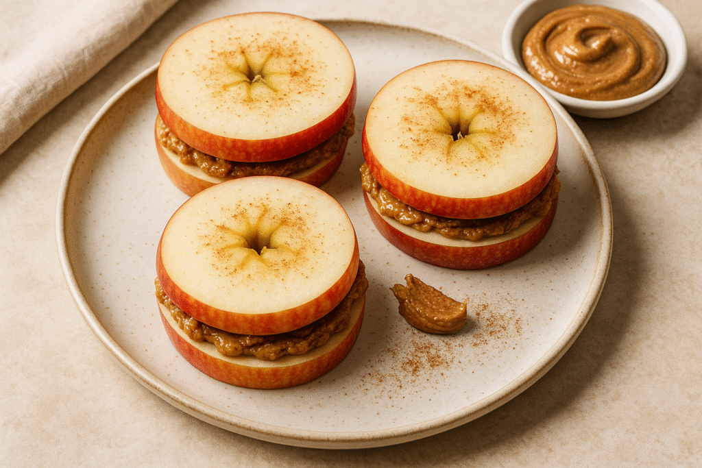 Apple Sandwiches with Almond Butter & Cinnamon (Kid-Friendly)