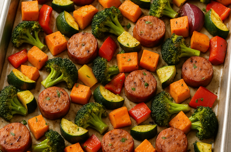 🥦 Roasted Veggie & Turkey Sausage Sheet Pan