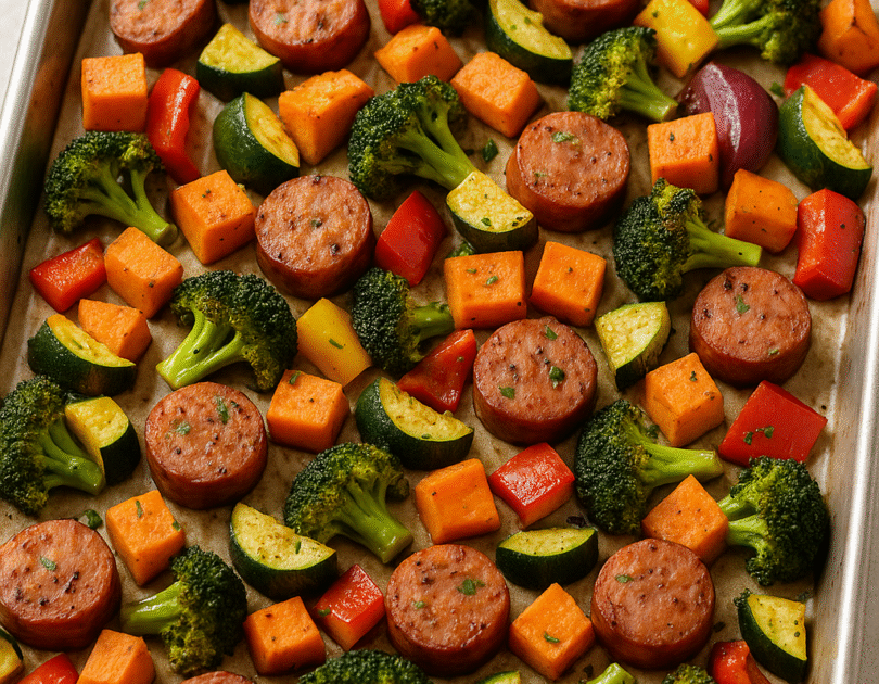 🥦 Roasted Veggie & Turkey Sausage Sheet Pan
